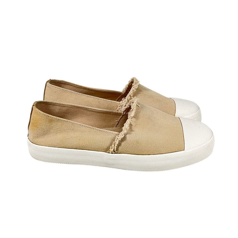 Splendid Canvas Slip On Sneakers Tan White Toe Cap Distressed US 9‎